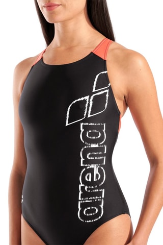 Maillot 1 pièce - Noir et corail