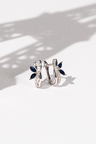 Boucles d'oreilles Kasi - Or blanc, diamants et saphirs