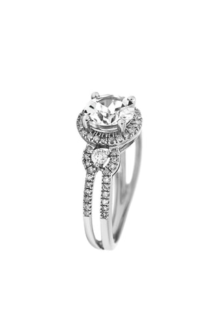 Bague Célestine - Or blanc, diamants et topaze