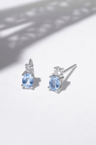 Puces Azur - Or blanc, diamants et topazes