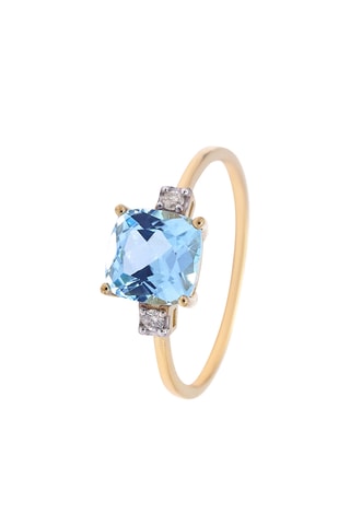 Bague - Or jaune, diamants et topaze