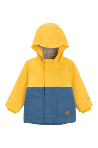 Imperméable à capuche - Bleu pétrole et jaune