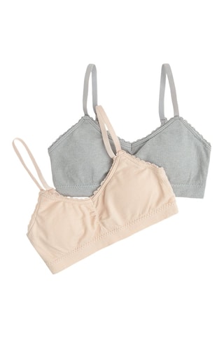 2 brassières push-up - Gris et saumon