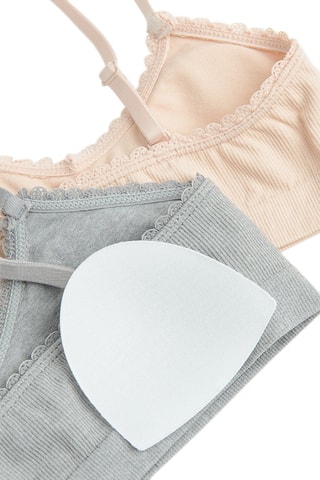 2 brassières push-up - Gris et saumon