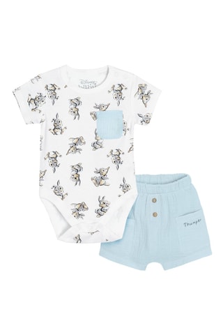 Body et short Panpan Bambi Disney Blanc et ciel