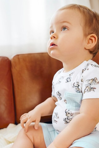 Body et short Panpan Bambi Disney Blanc et ciel