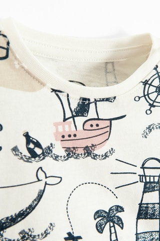 T-shirt - Ecru et bleu marine