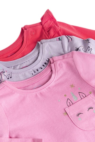 3 t-shirts - Rouge framboise, mauve et rose