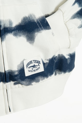 Sweat à capuche tie and dye - Blanc et bleu marine