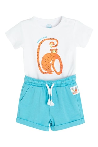 Body et short - Blanc et bleu