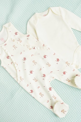 Body et grenouillère en coton biologique - Blanc