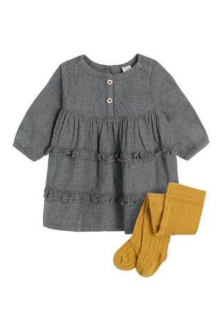 Robe volantée et collant Gris