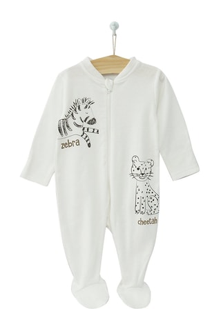 3 grenouillères en coton biologique - Beige, taupe et blanc