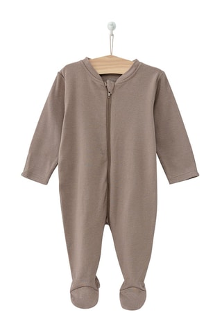 3 grenouillères en coton biologique - Beige, taupe et blanc