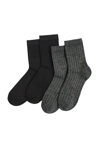 2 paires de chaussettes Noir et gris foncé chiné