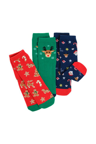 3 paires de chaussettes - Rouge, vert et bleu marine