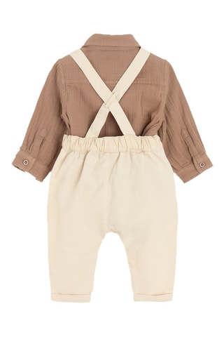 Body-chemise et salopette - Marron et beige