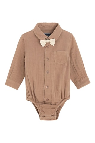 Body-chemise et salopette - Marron et beige