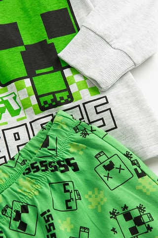 Pyjama Minecraft - Gris clair chiné et vert