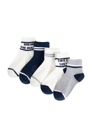 5 paires de chaussettes - Blanc et bleu marine