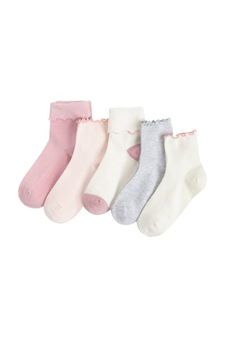 5 paires de chaussettes - Rose et blanc