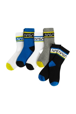 5 paires de chaussettes NASA - Blanc et bleu marine