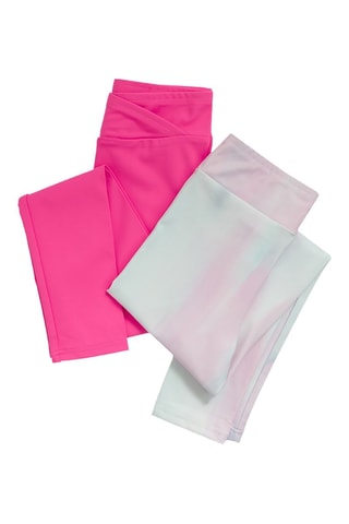 2 leggings - Fuchsia et vert d'eau