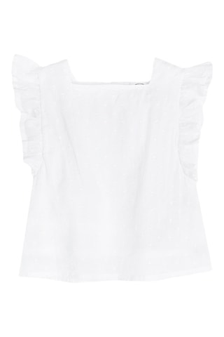 Blouse plumetis et jupe en jean - Blanc et bleu
