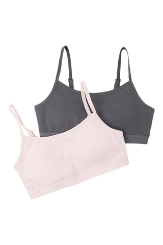 2 brassières push-up - Gris et rose