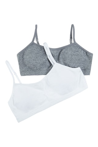 2 brassières push-up Gris foncé chiné et blanc