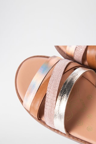 Sandales en cuir - Marron et argenté