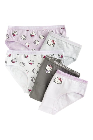 5 culottes Hello Kitty Sanrio - Blanc, gris clair chiné et mauve
