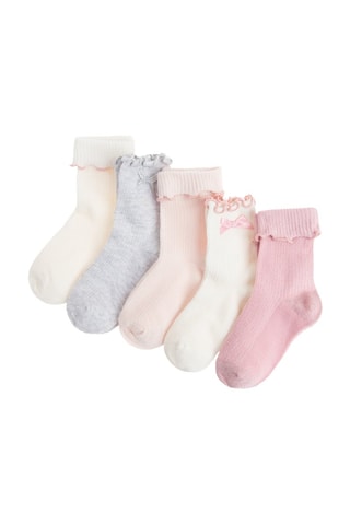 5 paires de chaussettes - Rose, blanc et gris chiné