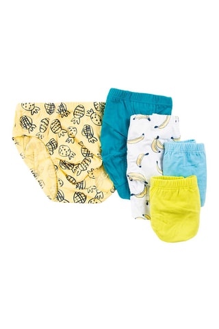 5 slips Jaune, indigo et blanc
