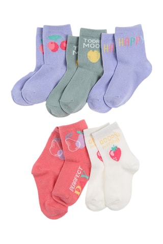 5 paires de chaussettes Violet, vert et rose