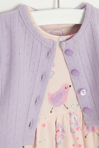 Body-robe et gilet - Mauve et beige