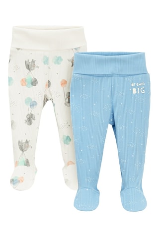 2 pantalons - Blanc et bleu clair