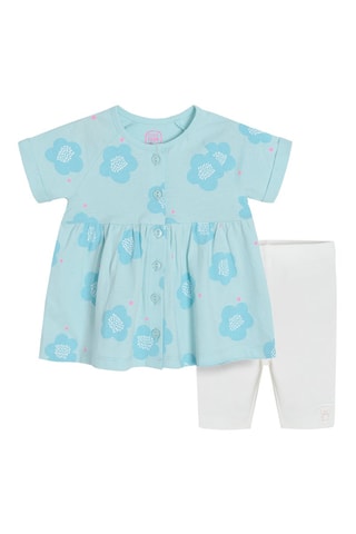 Robe et legging Vert d’eau et blanc
