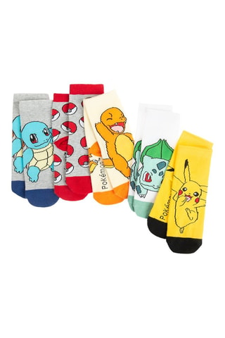 5 paires de chaussettes Pokémon - Gris chiné et rouge