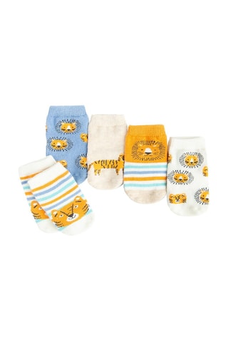 5 paires de chaussettes antidérapantes - Ecru, ciel et moutarde