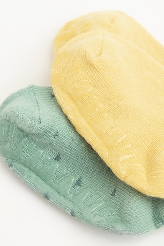3 paires de chaussettes antidérapantes - Jaune, vert clair et gris clair chiné