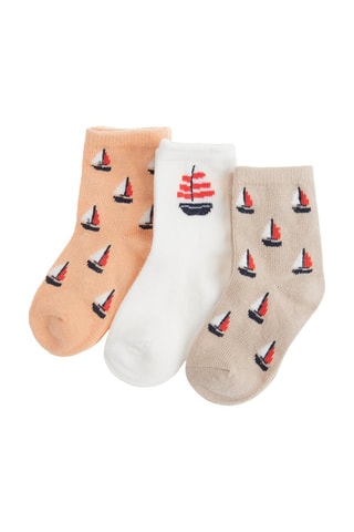3 paires de chaussettes antidérapantes - Saumon, blanc et taupe
