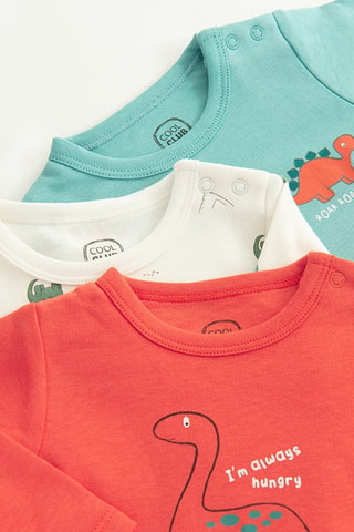 3 bodys - Corail, écru et vert
