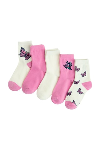 5 paires de chaussettes - Blanc et rose
