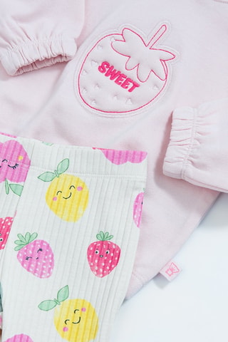 Sweat et pantalon - Ecru et rose