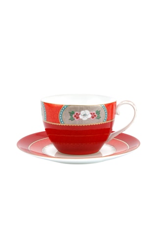 6 tasses à thé et soucoupes en porcelaine Blushing Birds