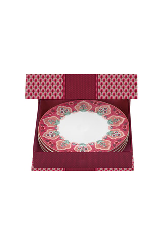 4 assiettes plates en porcelaine Flower Festival - 21 cm