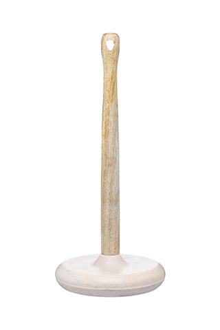 Suporte para panos de cozinha em madeira de manga e mármore - 15 x 15 x 37 cm