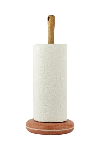 Suporte para panos de cozinha em madeira de manga e mármore - 15 x 15 x 37 cm