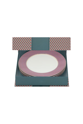 4 assiettes plates en porcelaine Flower Festival - 26,5 cm